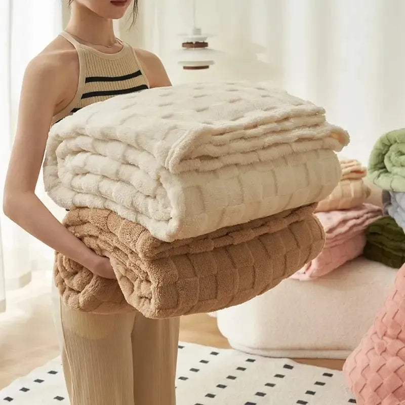 Plaid matelassé confort Crème de café-Atelier Matelassé