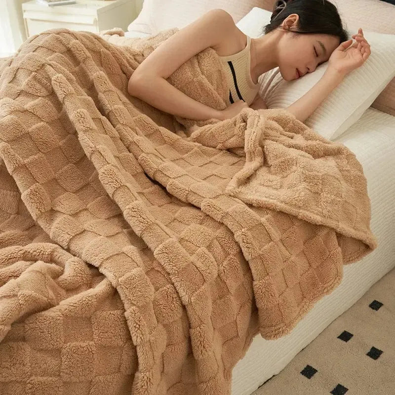 Plaid matelassé confort Crème de café-Atelier Matelassé