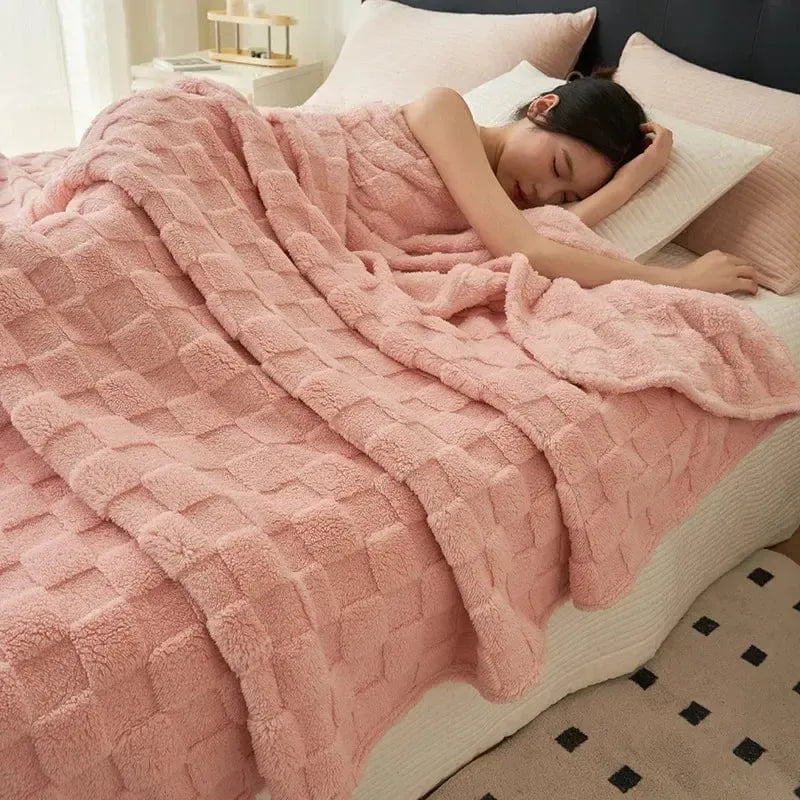 Plaid matelassé confort Eau de rose-Atelier Matelassé