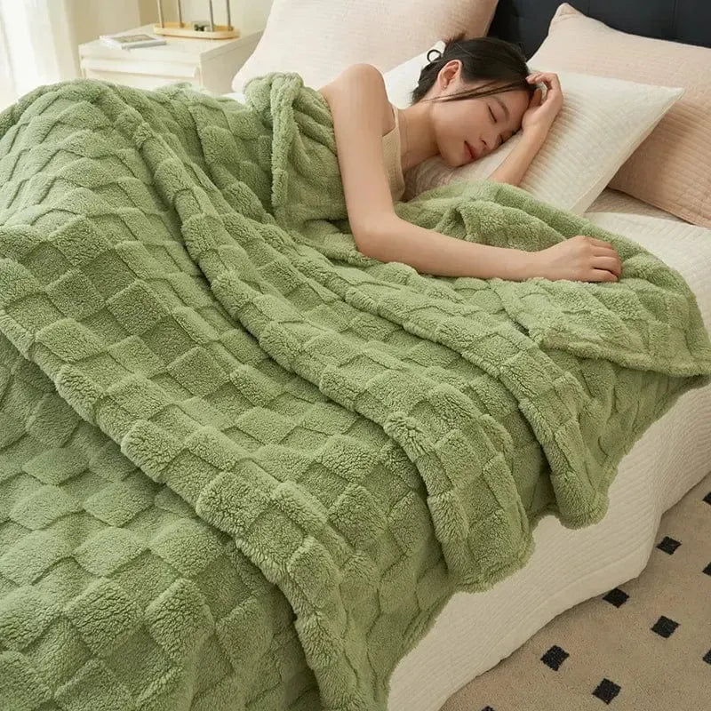 Plaid matelassé confort Vert Olive-Atelier Matelassé