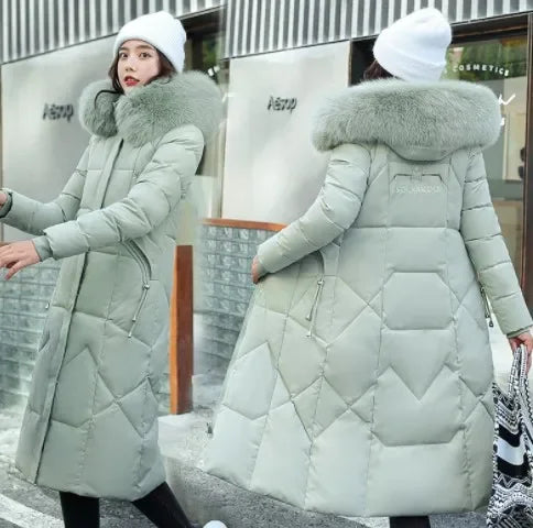 Parka femme vert fourrure