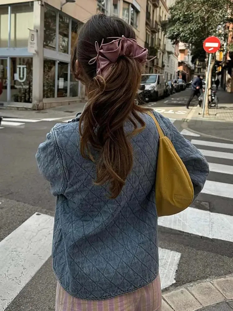 blouson jean matelassé femme