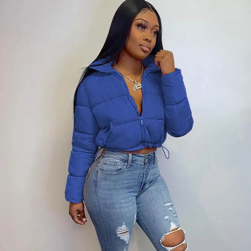 doudoune courte bleu femme