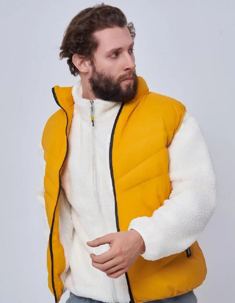 doudoune homme sans manche jaune-Atelier Matelassé