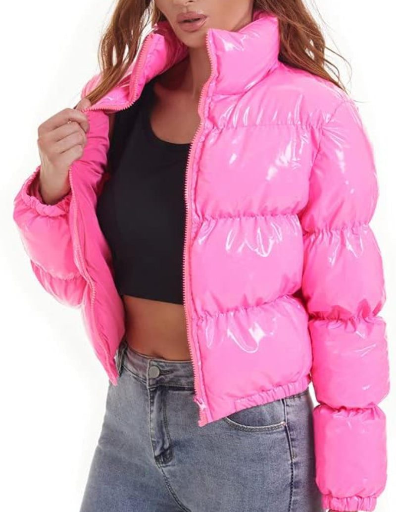 Doudoune brillante rose