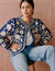 bomber femme fleuri bleu marine