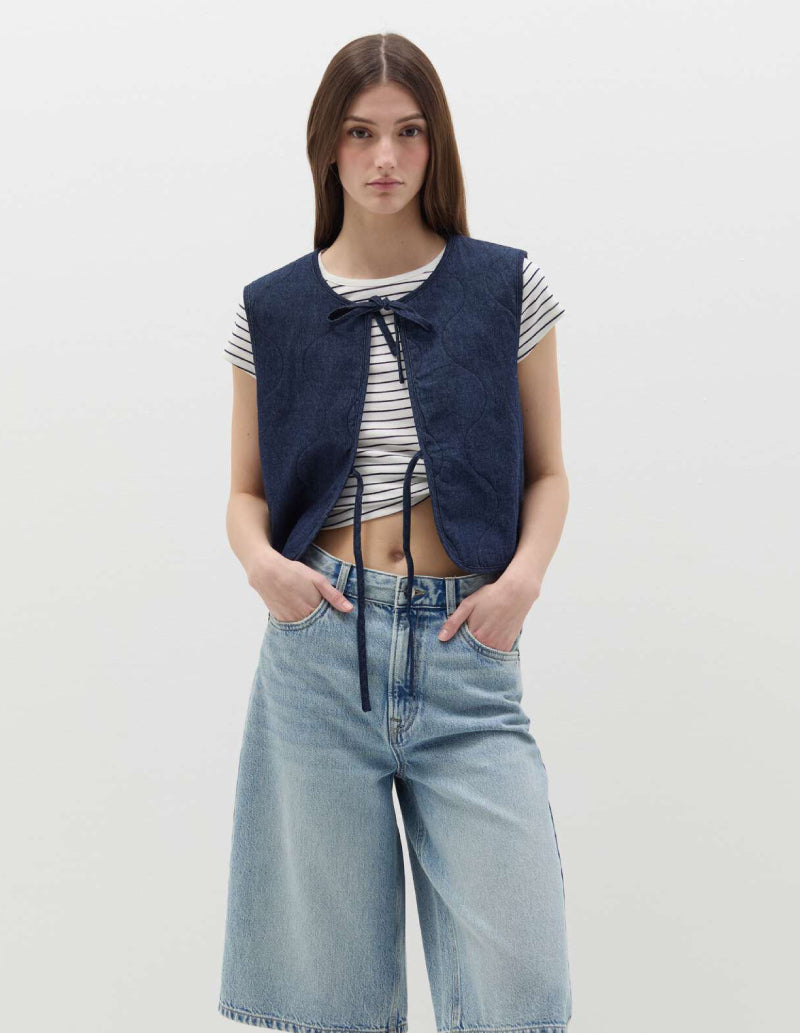 gilet matelassé sans manche femme bleu marine