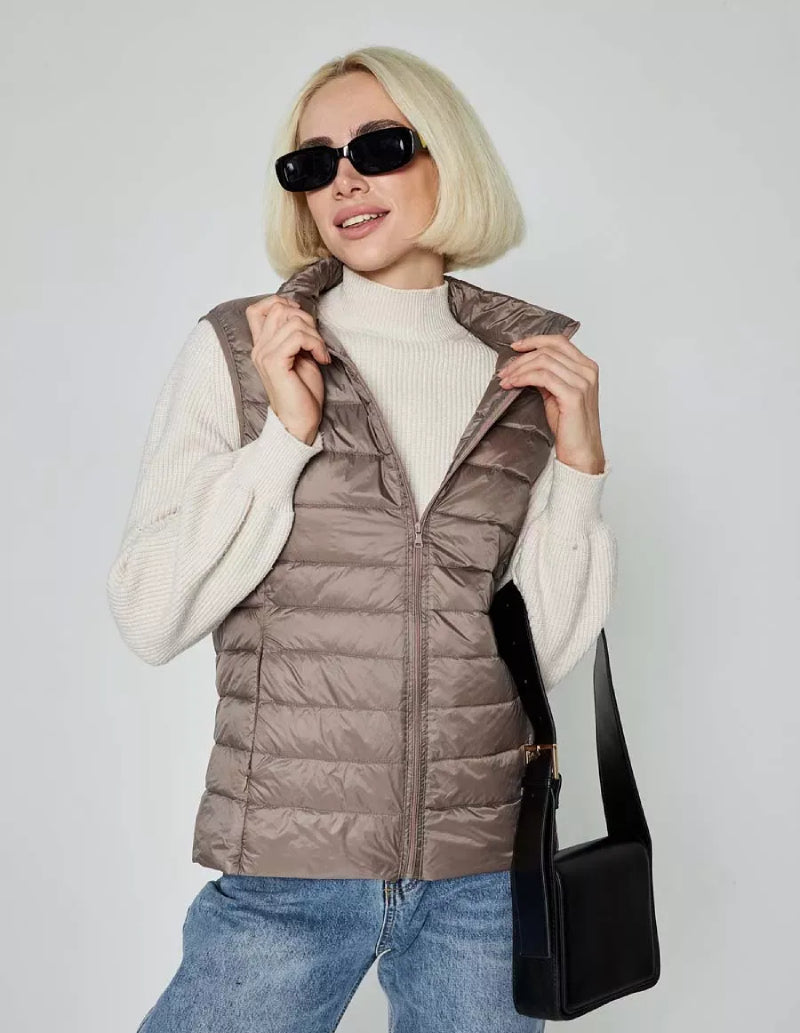 doudoune sans manche grise femme