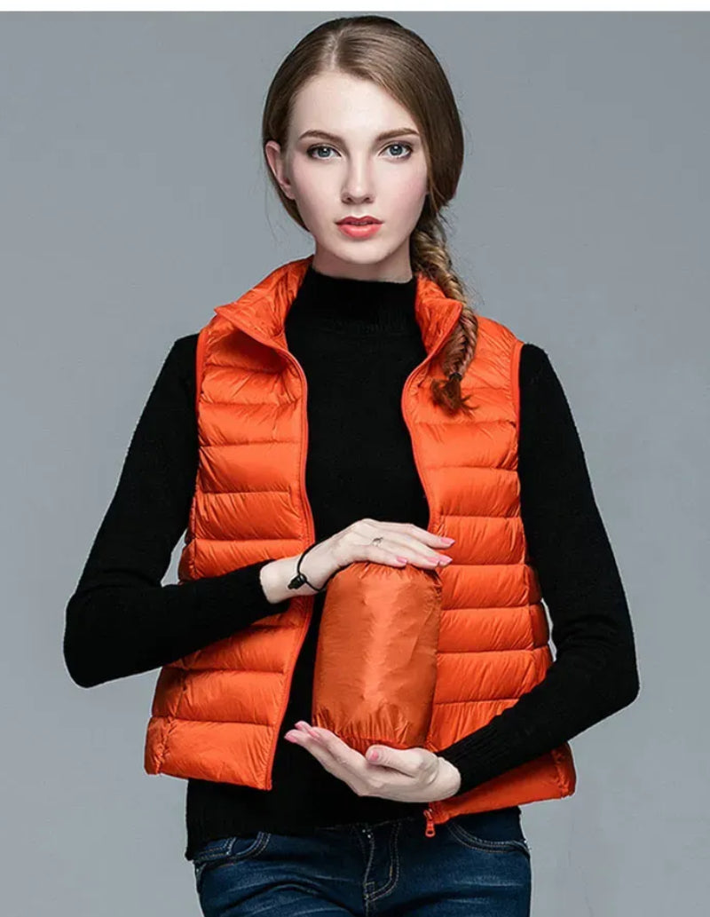 doudoune sans manche orange femme