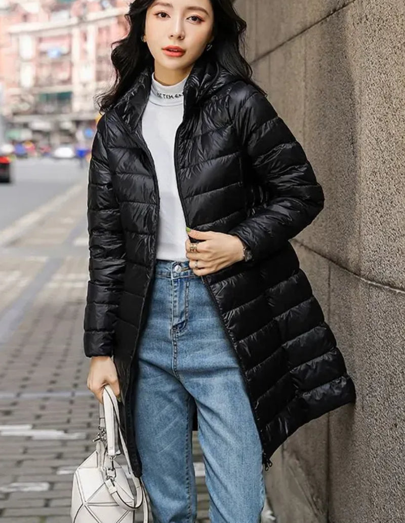 doudoune femme longue noir-Atelier Matelassé