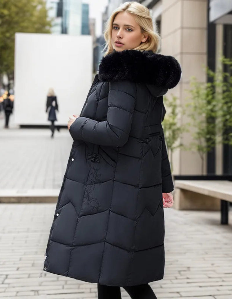 Parka femme noir fourrure