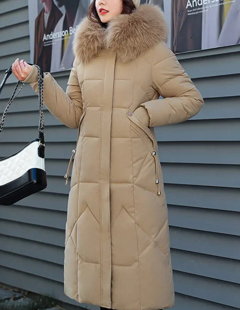 Parka femme beige fourrure