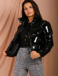 doudoune vinyle noir femme