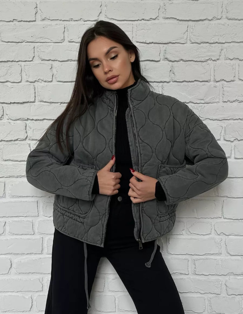 manteau matelassé femme gris