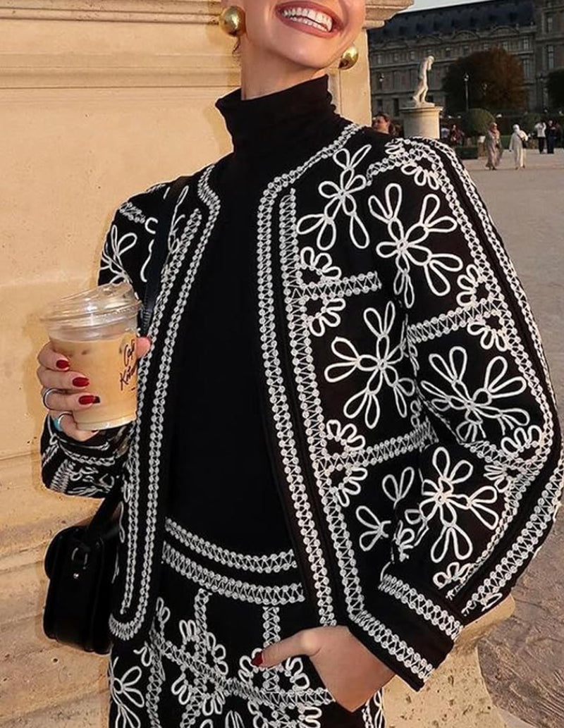 bomber femme fleuri noir