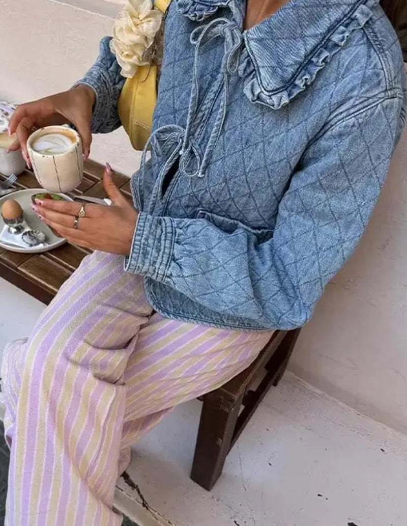 blouson jean matelassé femme