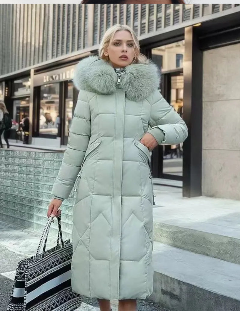 Parka femme vert fourrure