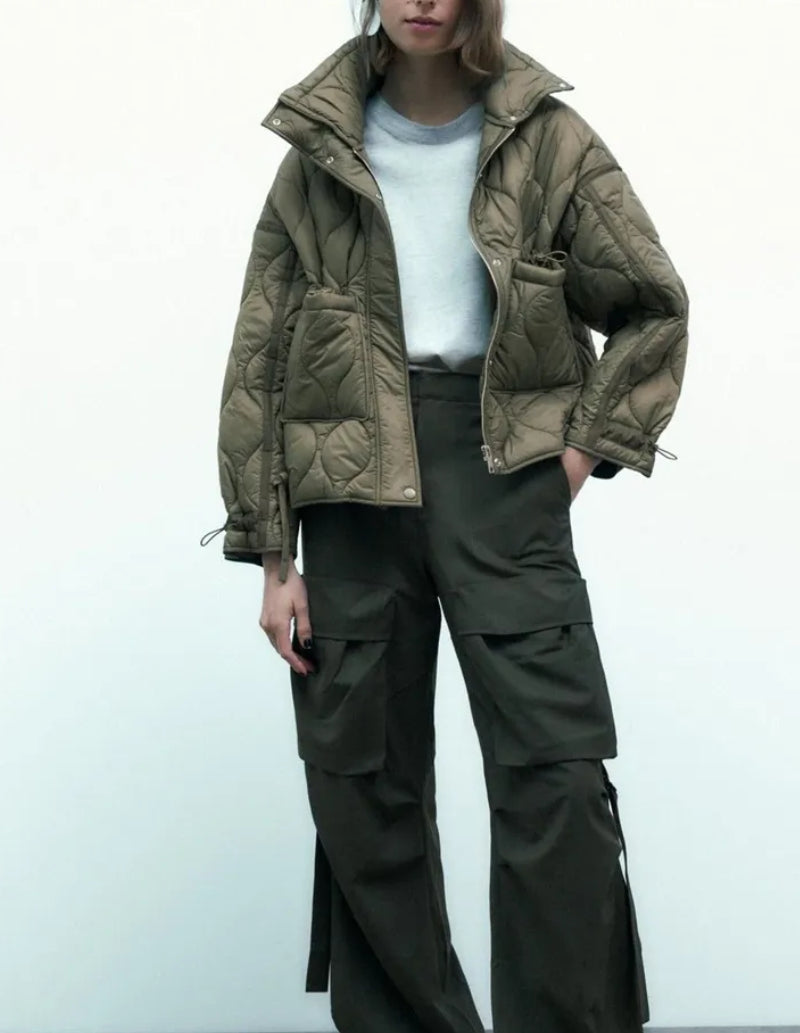 Manteau femme matelassé kaki