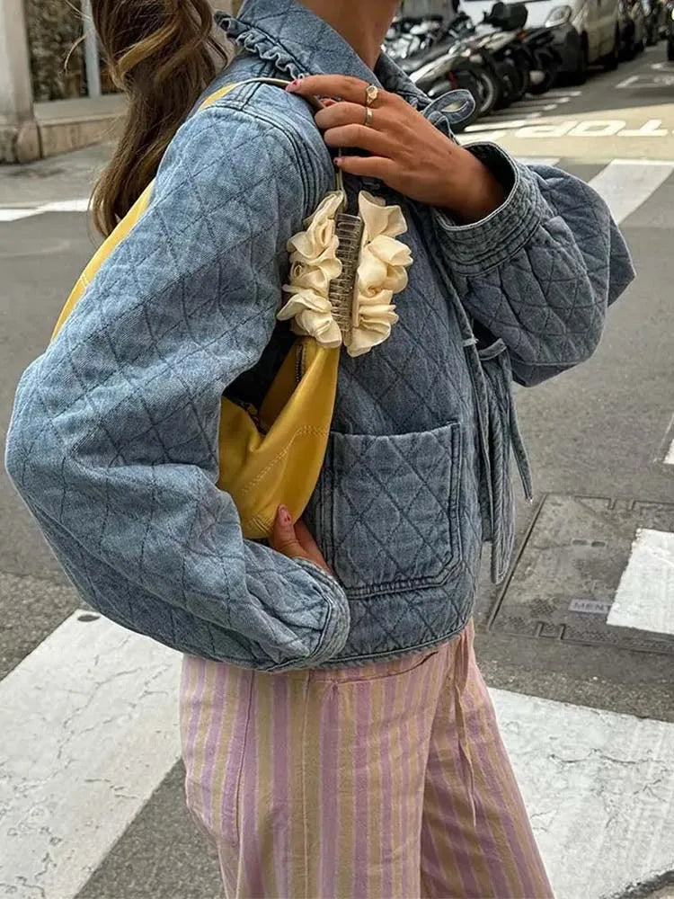 blouson jean matelassé femme