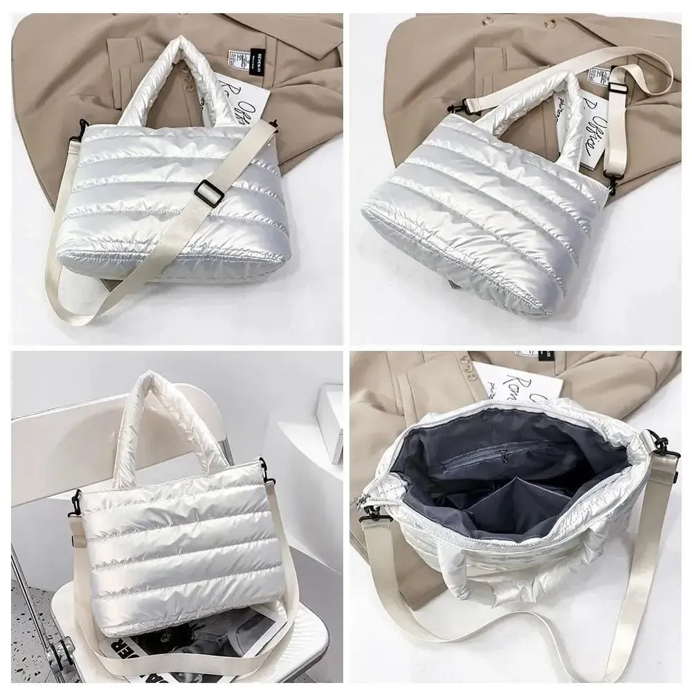 Sac matelassé métalisé Blanc-Atelier Matelassé