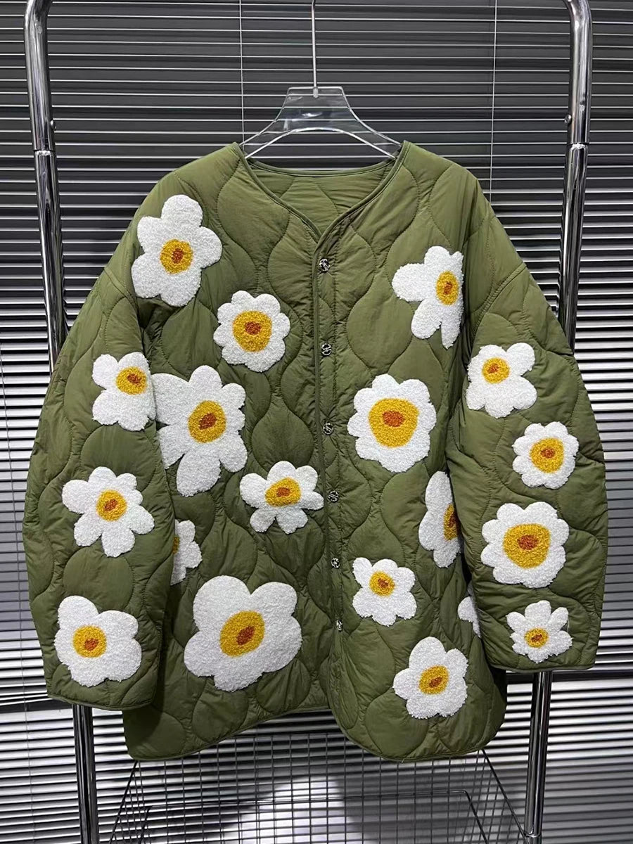 Veste kaki fleuri