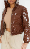 Doudoune brillante marron