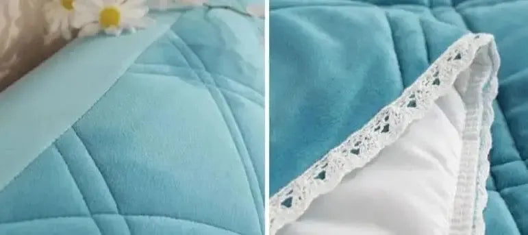 Tête de lit housse matelassée velvet Bleu turquoise-Atelier Matelassé