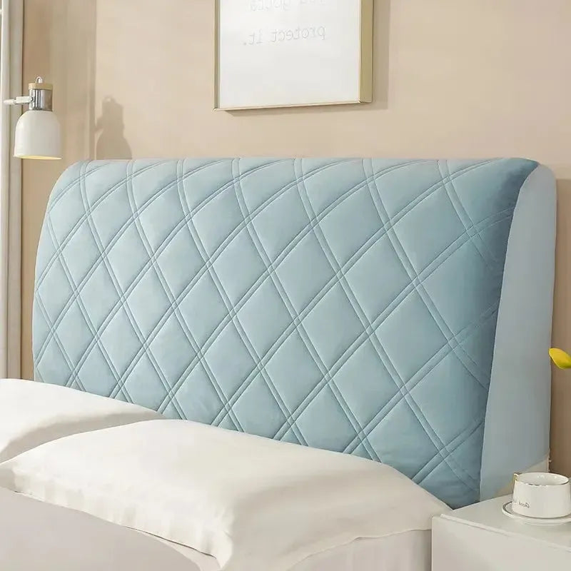 Tête de lit housse matelassée velvet Bleu-Atelier Matelassé