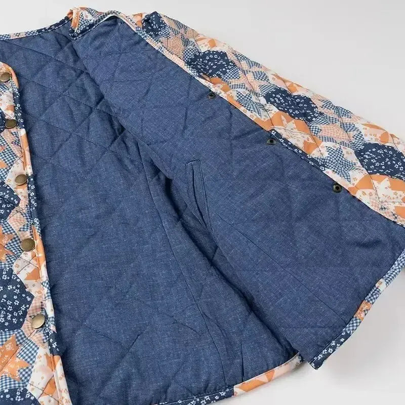 Veste matelassée Bleu réversible-Atelier Matelassé