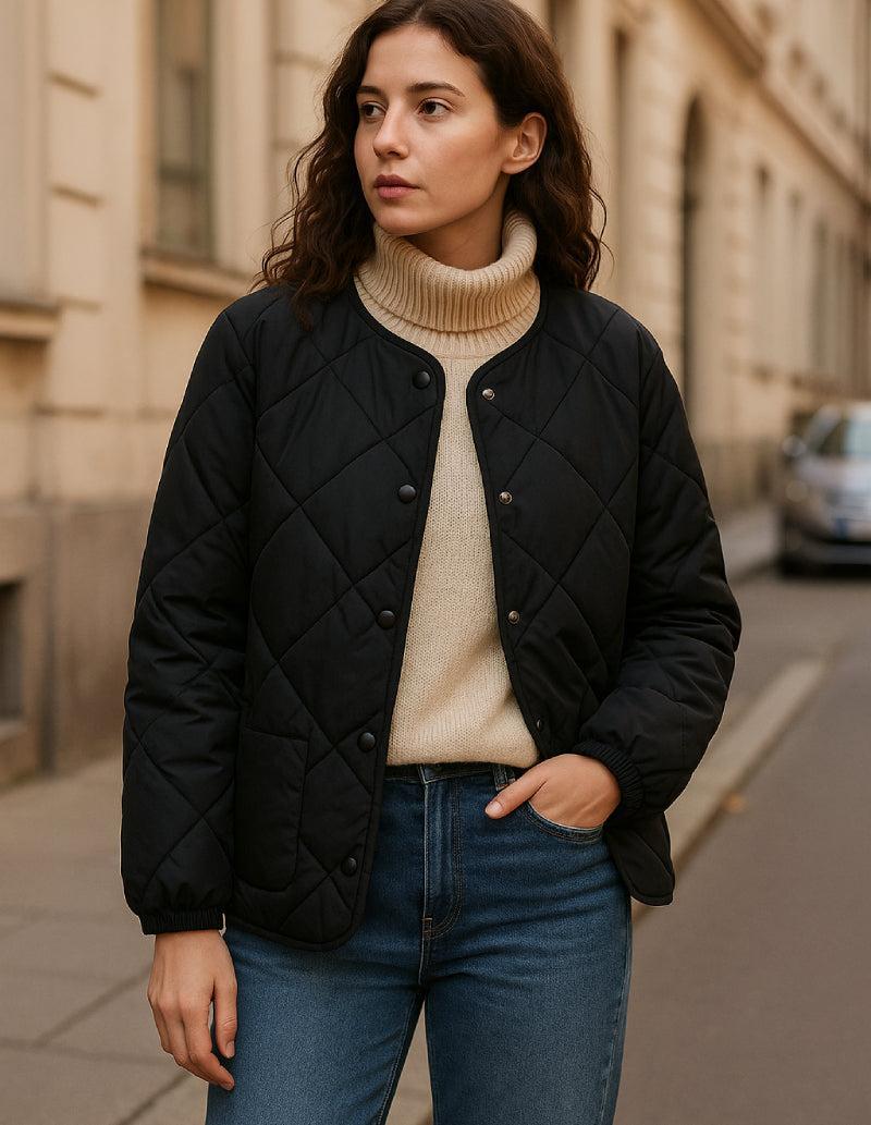 Veste matelassée casual Noire-Atelier Matelassé