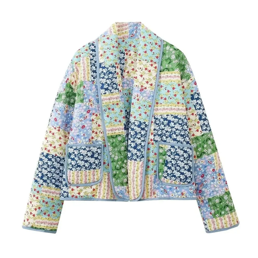 Veste matelassée patchwork fleurie-Atelier Matelassé