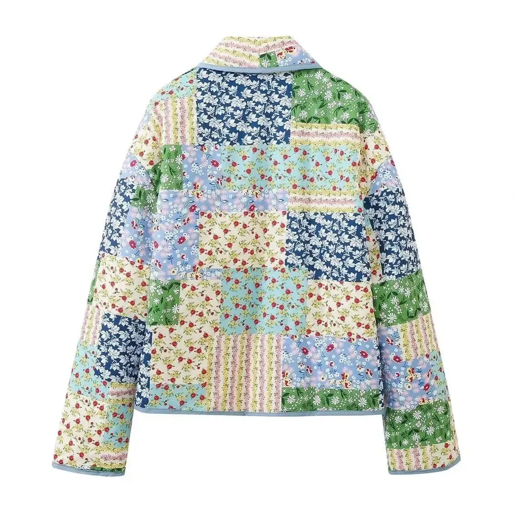 Veste matelassée patchwork fleurie-Atelier Matelassé