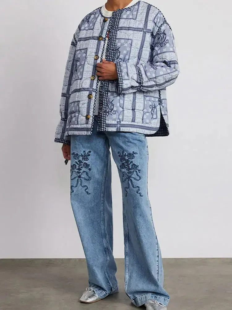 Veste matelassée vichy réversible-Atelier Matelassé