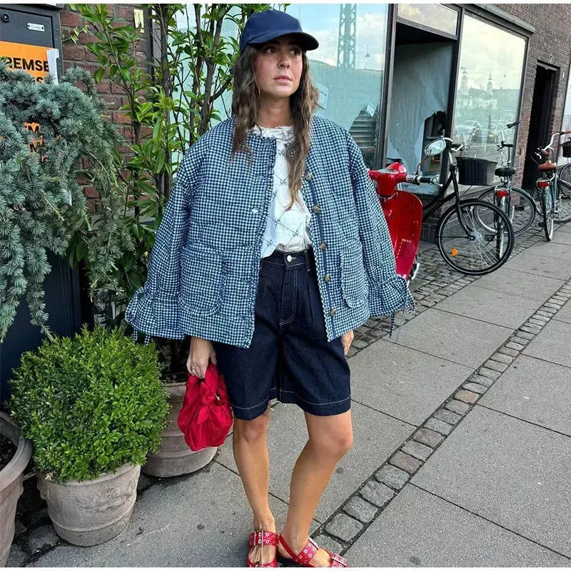 Veste matelassée vichy réversible-Atelier Matelassé