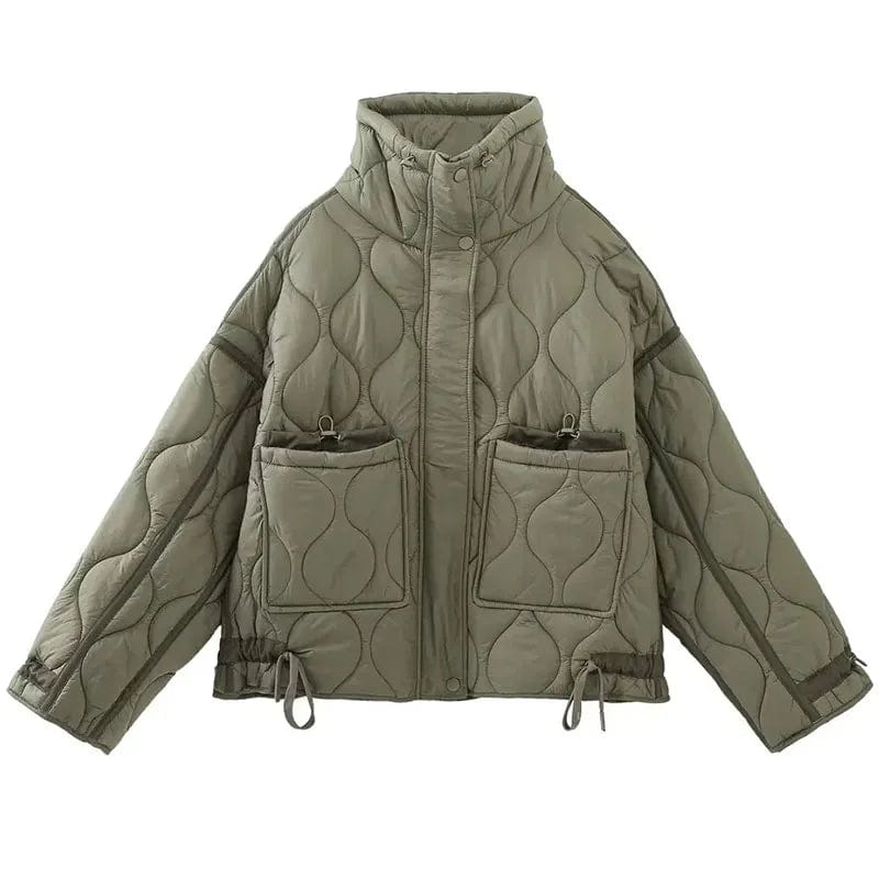 Parka Matelassee sans capuche Kaki Atelier Matelasse